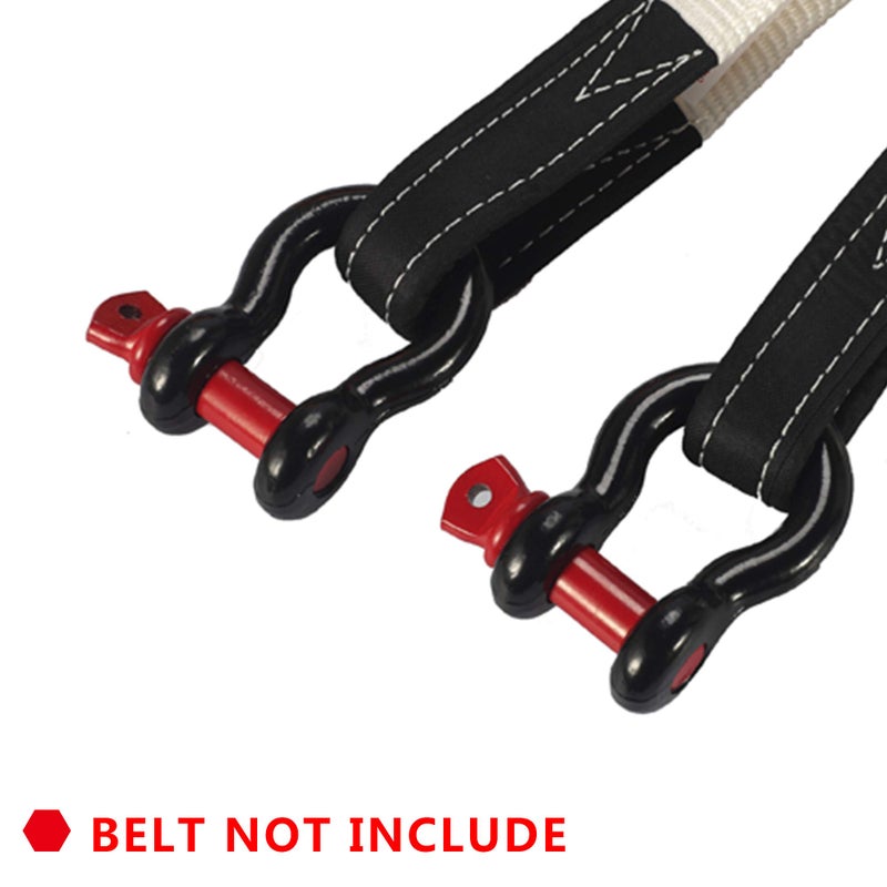 Keehui 2 Pack 5/8" D Ring Bow Shackle Isolator, 19.5 Tons (42,990 lbs) Breaking Strength, Black with Red Pin, Compatible with Passenger Car - Image 2